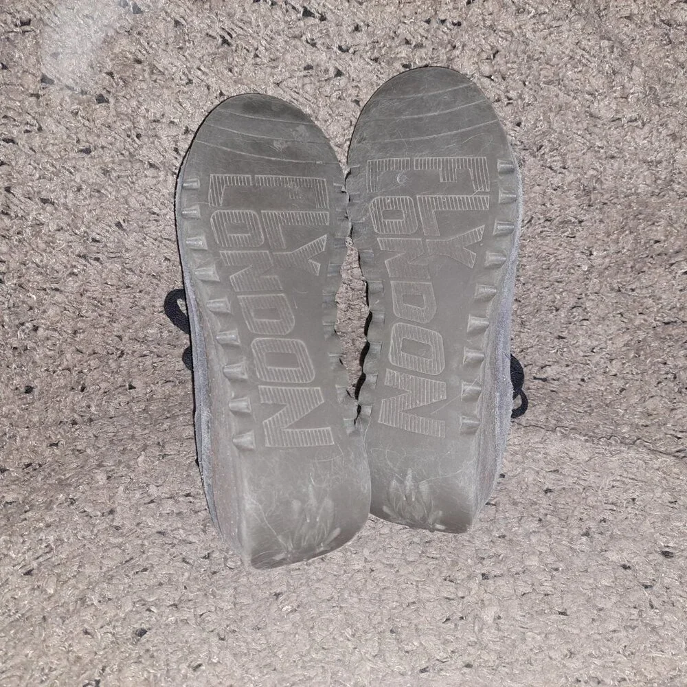 FLY LONDON-Nely-Gray Lace Up Suede Wedge Loafer-Sz 39/8.5-Near Mint